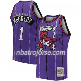 Män Toronto Raptors Tröja Tracy McGrady 1 Hardwood Classics Lila Swingman